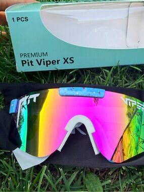 Pit Viper XS Goggles with Pink Rainbow Mirrored Lens and Turquoise Accents